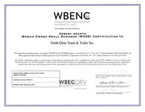 Wosb Certified North Dixie Truck And Trailer